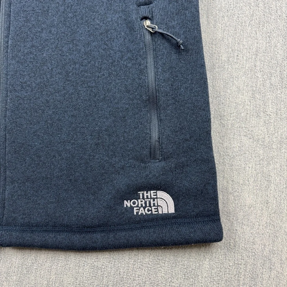 The North Face Sweater Vest Men Medium Blue Fleece Full Zip Outdoors Hiking Logo